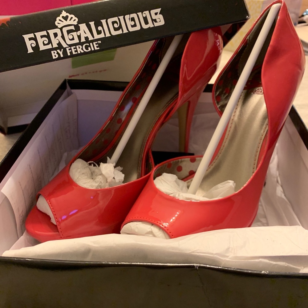 New Red Patton leather platform peep-toe heels